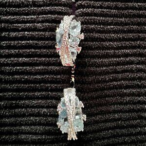 Aqua-Blue Rhinestone Earrings